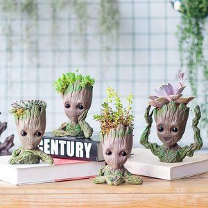 Set of 4 Groot Succulent Planters Cute Flower Pots